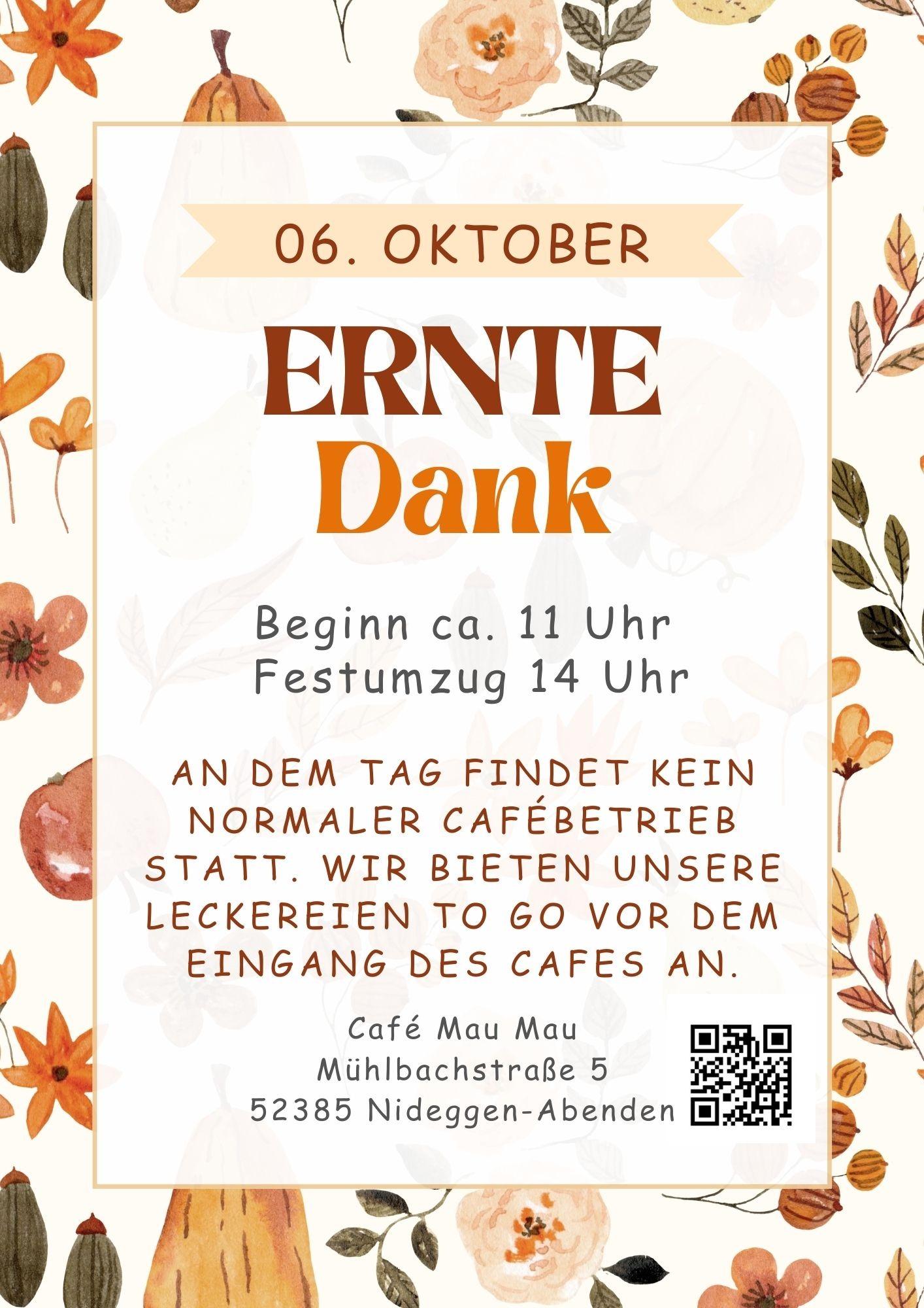 Ernte Dank 06. Oktober Cafe to go